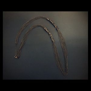 Metallic Black Layered Chain Necklace NWOT